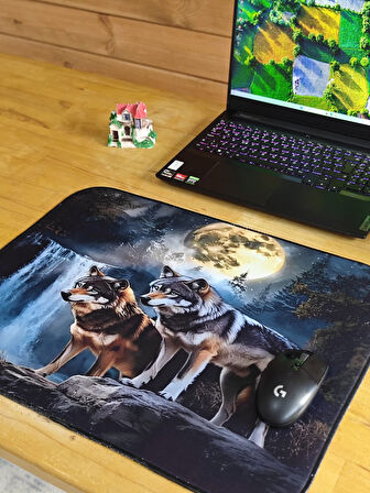 SGE TEKNOLOJİ 55X45 CM İKİ KURT KAYDIRMAZ TABAN SPEED YÜZEY OYUNCU MOUSE PAD GAMİNG PAD