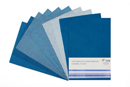 Lino Keçe Mavi 5 Desen 10'lu (20x30 cm)