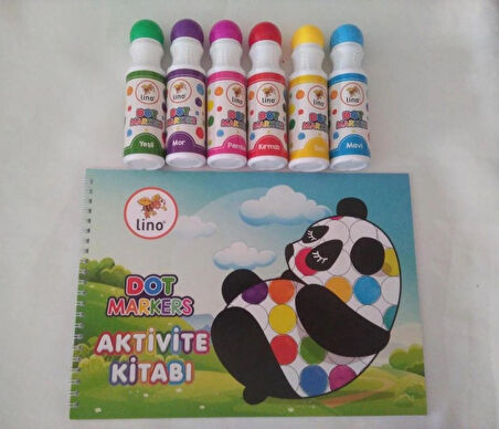 Dot Markers 6’lı Yıkanabilir Kalem ve Boya Kitabı Karışık