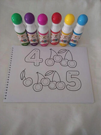 Dot Markers 6’lı Yıkanabilir Kalem ve Boya Kitabı Karışık