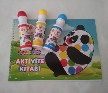 Dot Markers 3’lü Yıkanabilir Kalem ve Boya Kitabı Karışık