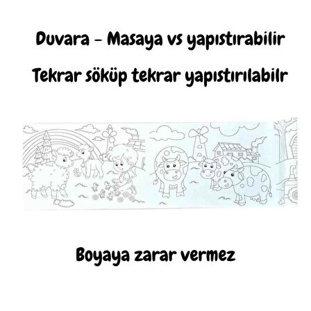 Carioca 4'lü Boyama Seti + Lino Yapışkanlı Boyama Kağıdı 86x20 cm Farm