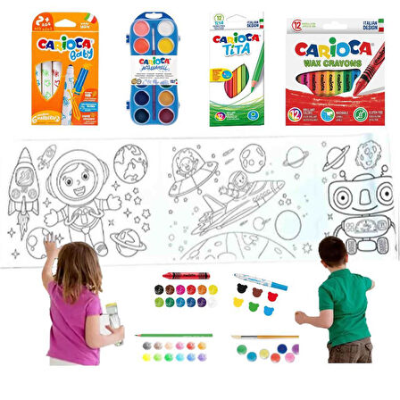 Carioca 4'lü Boyama Seti +Lino Yapışkanlı Boyama Kağıdı 86x20 cm Dream Space