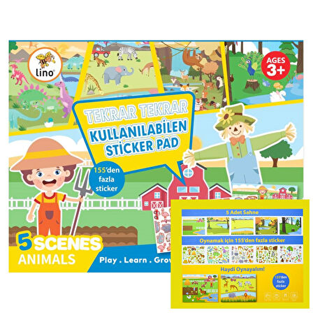 Lino Tekrar Kullanılabilen Sticker Pad Hayvanlar (LS-600) GKO