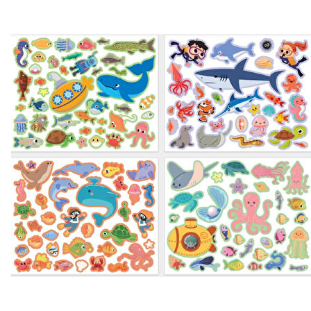 Lino Tekrar Kullanılabilen Sticker Pad Okyanus Canlıları (LS-601)