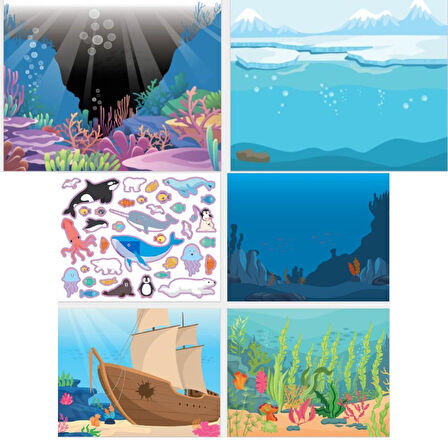 Lino Tekrar Kullanılabilen Sticker Pad Okyanus Canlıları (LS-601)