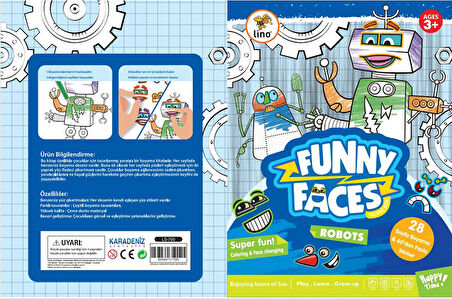 Lino Funny Faces Stickerli Boyama Kitabı - Robotlar