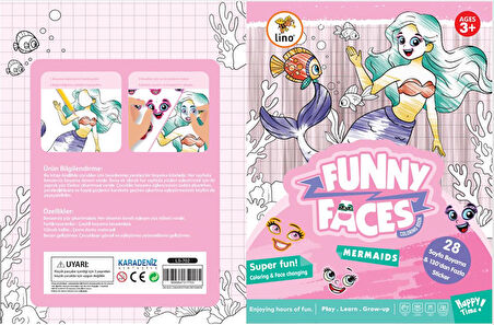 Lino Funny Faces Stickerli Boyama Kitabı - Deniz Kızı
