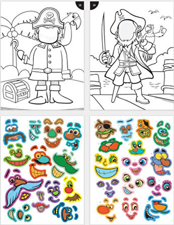 Lino Funny Faces Stickerli Boyama Kitabı - Korsanlar