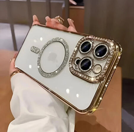 Iphone 11 Uyumlu Şeffaf Taşlı Magsafe Özellikli Kılıf