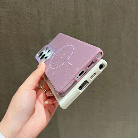 Samsung Galaxy S23 Ultra Uyumlu Simli MagSafe Özellikli Kılıf