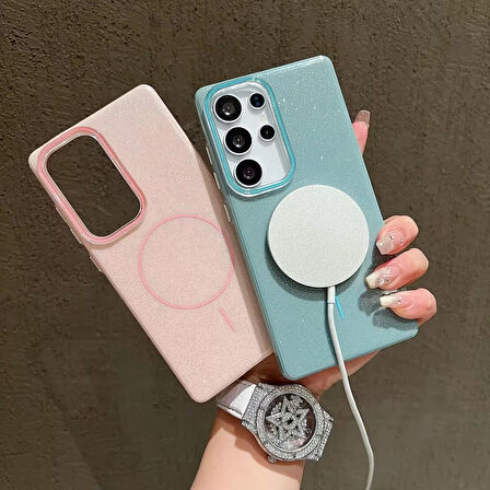 Samsung Galaxy S23 Ultra Uyumlu Simli MagSafe Özellikli Kılıf