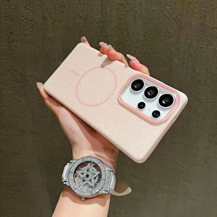 Samsung Galaxy S23 Ultra Uyumlu Simli MagSafe Özellikli Kılıf