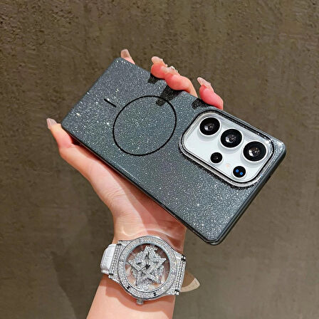 Samsung Galaxy S25 Ultra Uyumlu Simli MagSafe Özellikli Kılıf