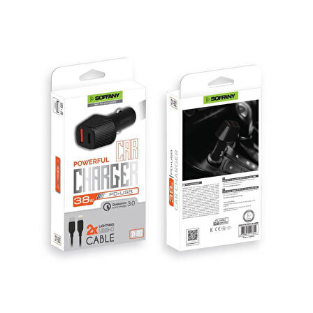 38W USB-Lightning Araç Şarj & Data Kablosu
