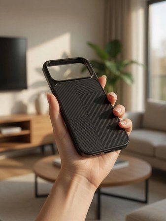 iPhone 17 PROMAX Uyumlu Karbon Fiber Desenli Darbeye Dayanıklı Kılıf