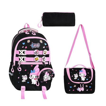 My Melody Baskılı Aksesuarlı Ortopedik Su Geçirmez Ultra Lüx Okul Çantası Termal Beslenme ve Kalemlik