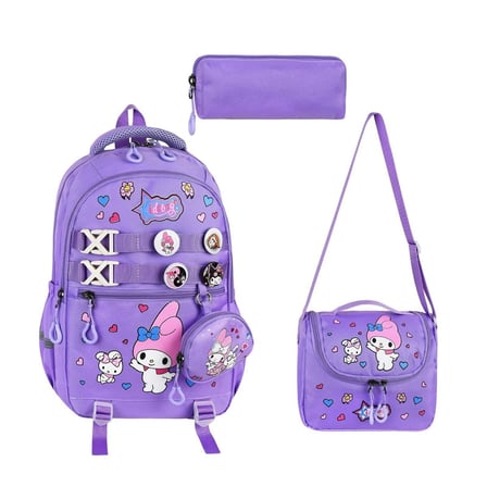 My Melody Baskılı Aksesuarlı Ortopedik Su Geçirmez Ultra Lüx Okul Çantası Termal Beslenme ve Kalemlik