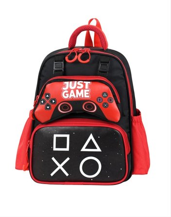 Game Over Just Game Baskılı Lüx Anaokulu Çanta ve Kalemlik Seti