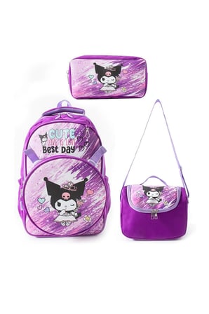 KUROMİ Baskılı Okul Çantası Termal Beslenme ve Kalemlik