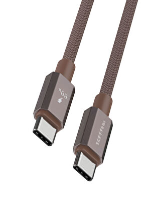 60W  Type-C to Type-C Şarj & Data Kablosu  Kahverengi
