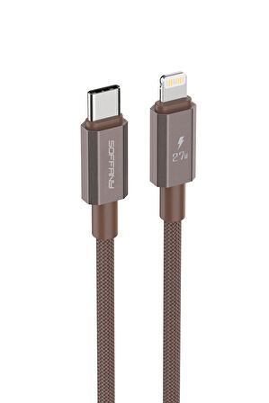 27W  Type-C to Lightning Şarj & Data Kablosu Kahverengi