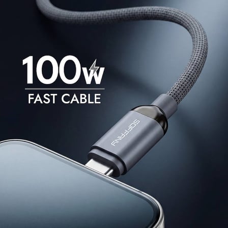 T1798 100W Süper Hızlı Şarj Kablosu 6A TYPE-C to TYPE-C Örgülü Dayanıklı Kablo