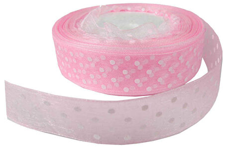 KURDELA ORGANZE PUANLI 2 CM PEMBE 23 MT 1 ADET