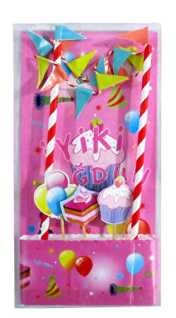 PASTA ÜSTÜ SÜSÜ İYİKİ DOĞDUN PEMBE 1 PAKET