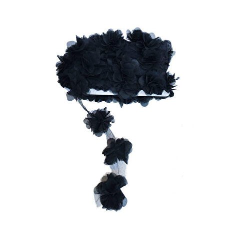 Çiçek Tül Lazer Kesim Siyah 10 Yard ( Yaklaşık 120 Çiçek )