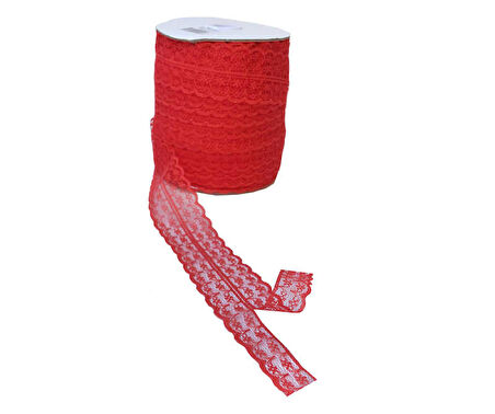 Kurdela Çift Dantelli Kirmizi ( 5 cm - 91 Metre )