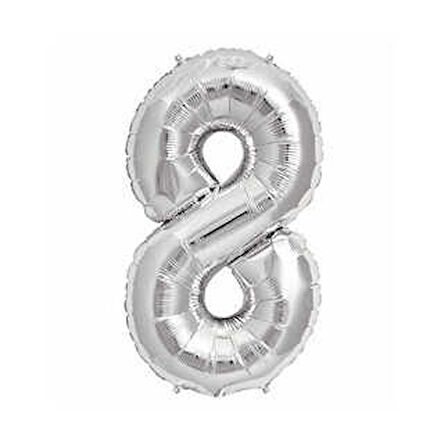 FOLYO BALON RAKAM 8 GÜMÜŞ 16 INC(40CM) 1 ADET