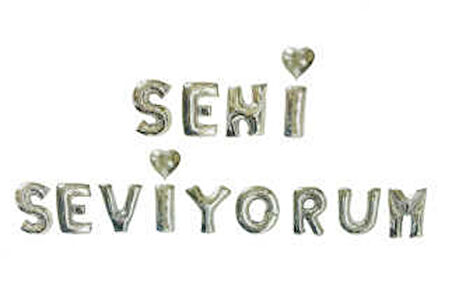Folyo Balon Seni Seviyorum 16 İnç Gümüş 360x40 Cm ( 13 Adet )