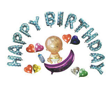 Folyo Balon Happy Birthday Mavi ( 24 lu set )