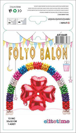 FOLYO BALON KALP ÇİÇEKMODELİ KIRMIZI 13INC 1 ADET