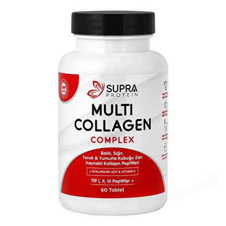 Supra Protein Multi Collagen Complex 60 Tablet- 5 Tip Kolajen Karışımı + Hyaluronik Asit & Vitamin C