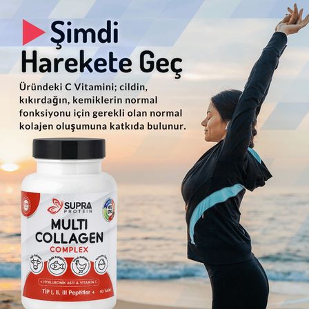 Supra Protein Multi Collagen Complex 60 Tablet- 5 Tip Kolajen Karışımı + Hyaluronik Asit & Vitamin C