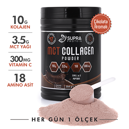 Supra Protein Mct Collagen Powder 354 G-kolajen+mct Yağı+vitamin C+prebiyotik Akasya Gamı-çikolata