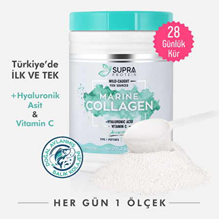 Supra Protein Marine Collagen Kore Menşei Balık Kolajeni Hyaluronik Asit+vitamin C 28 Günlük Kolajen