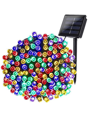 Solar 100 Ledli 12 Metre Karışık Renk Bahçe Aydınlatma Dekorasyon Güneş Enerjili Led Işık