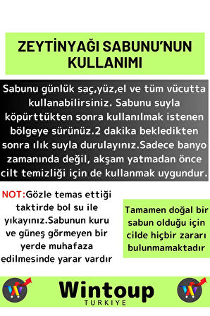 Özel Üretim %100 Doğal Cilt Nemlendirici Yüz Cilt Saç Vücut İçin Bitkisel Zeytinyağı Sabunu 3 Adet