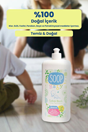 SOOP Bebek Sabun Bazlı Yüzey Temizleyici  1 L | %100 Doğal & Hipoalerjenik | İz Bırakmaz, Durulamasız
