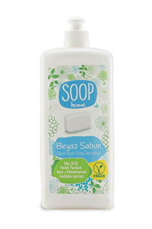 SOOP Home Beyaz Sabun Yüzey Temizleyici 1 L | Bitkisel Yağ Sabunu Bazlı | İz Ve Leke Bırakmaz