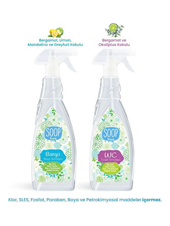 SOOP Home Banyo Temizlik Paketi 2 x 750 ml | Kireç Sökücü Banyo Temizleyici | Tuvalet Temizleyici | 