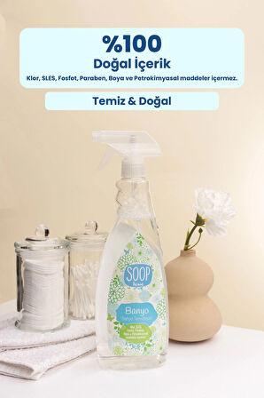SOOP Kireç Sökücü Banyo Temizleyici 2x 750 ML| Doğal Ve Vegan Formül | Zorlu Kirler İçi Ferah Kokulu