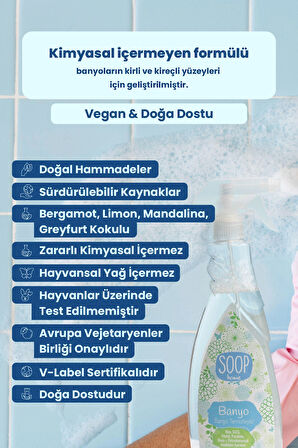 SOOP Home Kireç Sökücü Banyo Temizleyici 750 ml | Doğal Ve Vegan Formül | Ferah Kokulu 