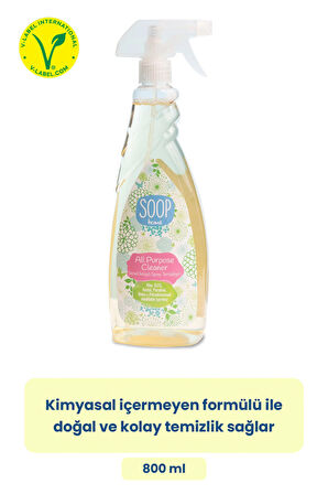 SOOP Genel Temizleyici Spreyi 2x 750 Ml | Bitkisel Yağ Bazlı Sabun | İz Ve Leke Bırakmaz
