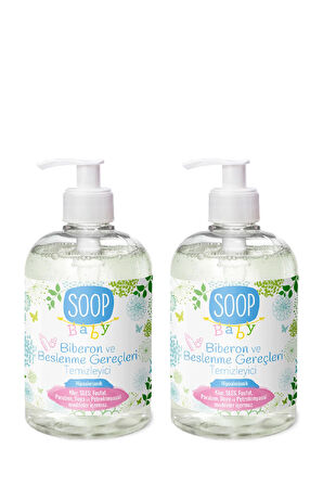 SOOP Bebek Biberon ve Beslenme Gereçleri Temizleyici 2 x 500 ml | Bitkisel Sabun Bazlı | Hipoalerjenik 