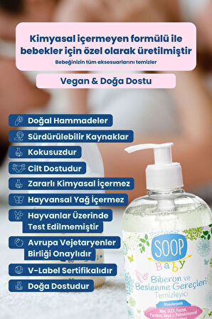 SOOP Bebek Biberon ve Beslenme Gereçleri Temizleyici 2 x 500 ml | Bitkisel Sabun Bazlı | Hipoalerjenik 