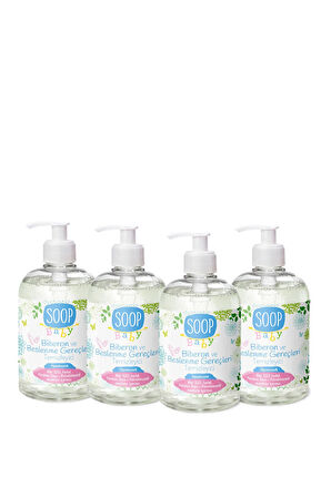SOOP Bebek Biberon ve Beslenme Gereçleri Temizleyici 4 x 500 ml | Bitkisel Sabun Bazlı | Hipoalerjenik -